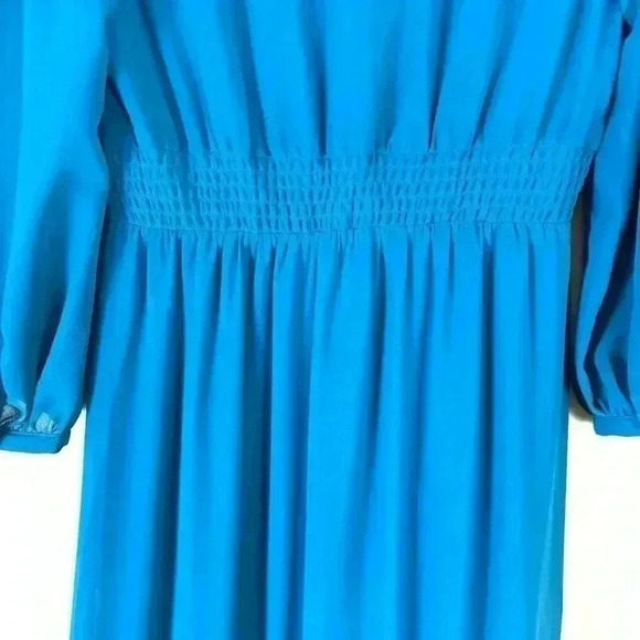 Flying Tomato Turquoise “70’s” Bohemian Aztec V-Neck Native Maxi Dress Size S - Picture 14 of 15